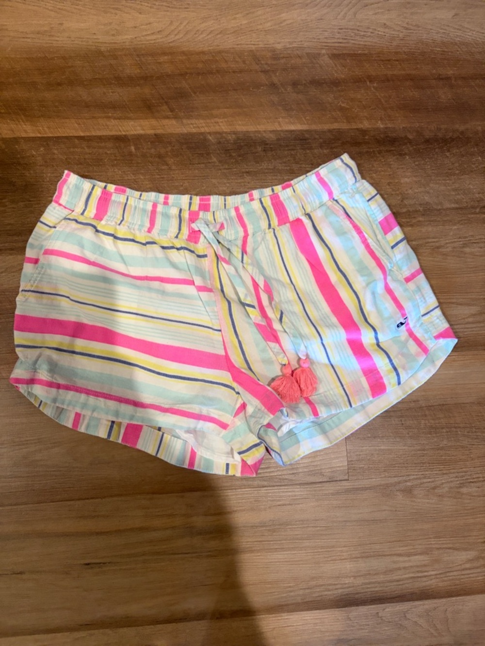 Vineyard Vines Pink & Pastel Striped Drawstring Shorts